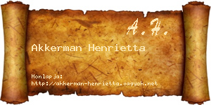 Akkerman Henrietta névjegykártya